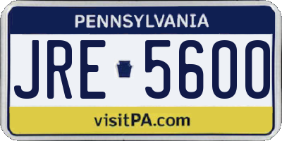 PA license plate JRE5600
