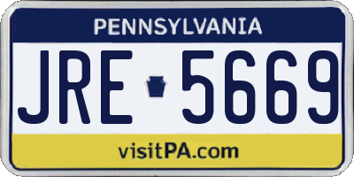 PA license plate JRE5669