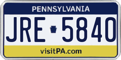 PA license plate JRE5840