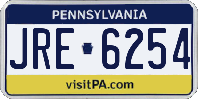 PA license plate JRE6254