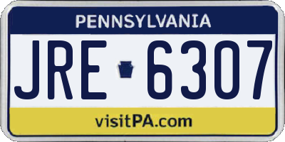 PA license plate JRE6307