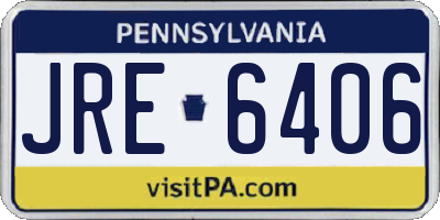 PA license plate JRE6406