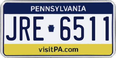 PA license plate JRE6511