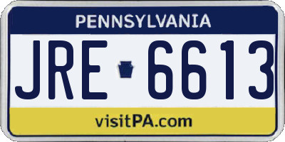 PA license plate JRE6613
