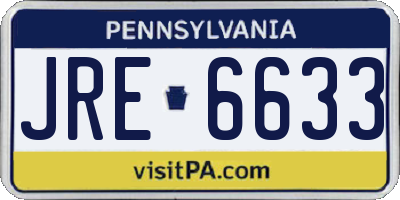 PA license plate JRE6633