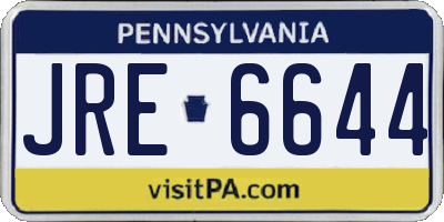 PA license plate JRE6644