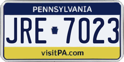 PA license plate JRE7023