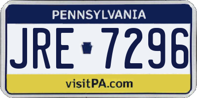 PA license plate JRE7296
