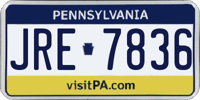 PA license plate JRE7836