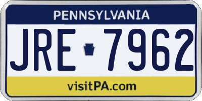 PA license plate JRE7962