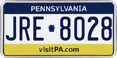 PA license plate JRE8028