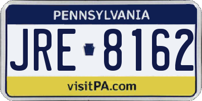 PA license plate JRE8162