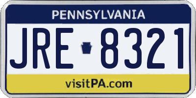 PA license plate JRE8321