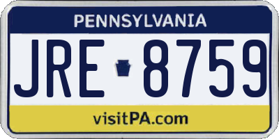 PA license plate JRE8759
