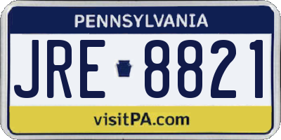 PA license plate JRE8821