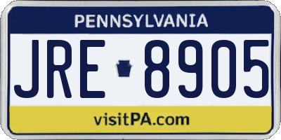 PA license plate JRE8905