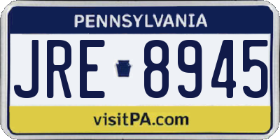 PA license plate JRE8945