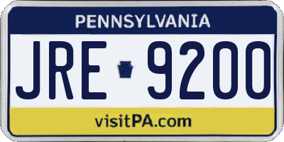 PA license plate JRE9200