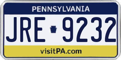 PA license plate JRE9232