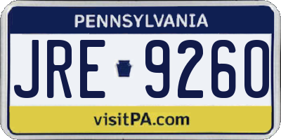 PA license plate JRE9260