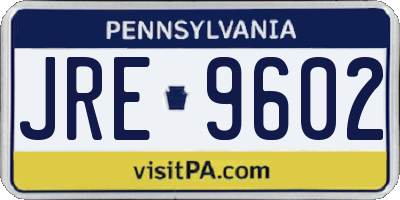 PA license plate JRE9602