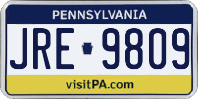 PA license plate JRE9809