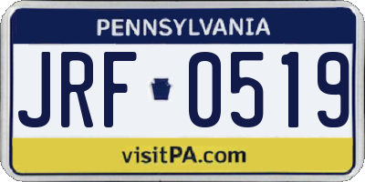 PA license plate JRF0519
