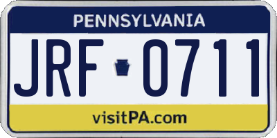 PA license plate JRF0711