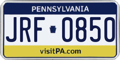 PA license plate JRF0850