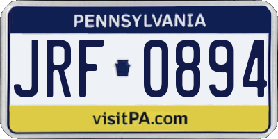 PA license plate JRF0894