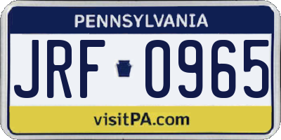 PA license plate JRF0965