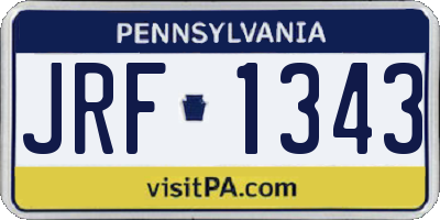 PA license plate JRF1343