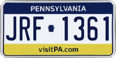 PA license plate JRF1361