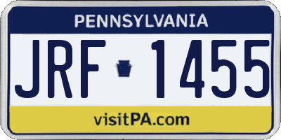 PA license plate JRF1455