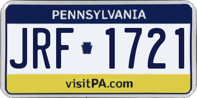 PA license plate JRF1721