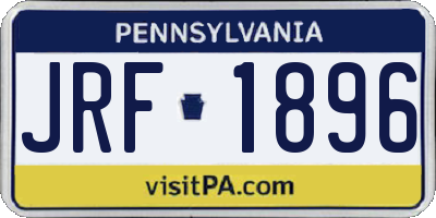 PA license plate JRF1896