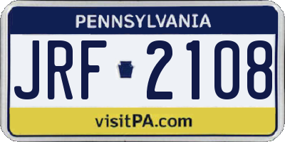 PA license plate JRF2108