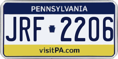 PA license plate JRF2206