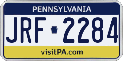 PA license plate JRF2284