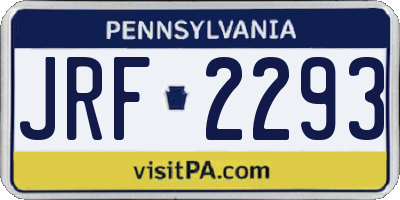 PA license plate JRF2293