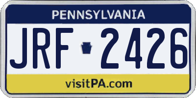 PA license plate JRF2426