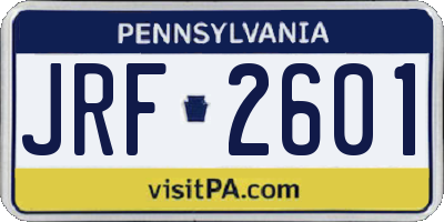 PA license plate JRF2601