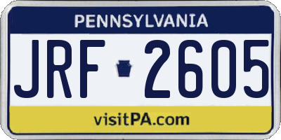 PA license plate JRF2605