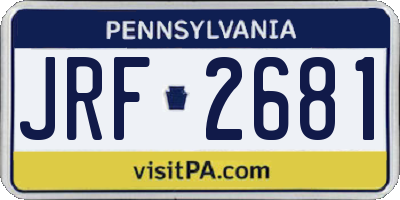 PA license plate JRF2681