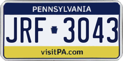 PA license plate JRF3043