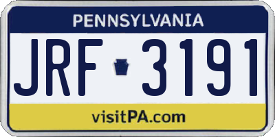 PA license plate JRF3191