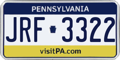 PA license plate JRF3322