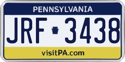 PA license plate JRF3438