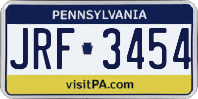 PA license plate JRF3454