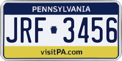PA license plate JRF3456